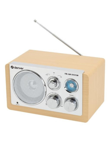 Denver Tr-63Lw Radio Osobisty Analogowy Bambusowy, Srebrny