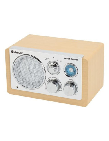 Denver Tr-63Lw Radio Osobisty Analogowy Bambusowy, Srebrny