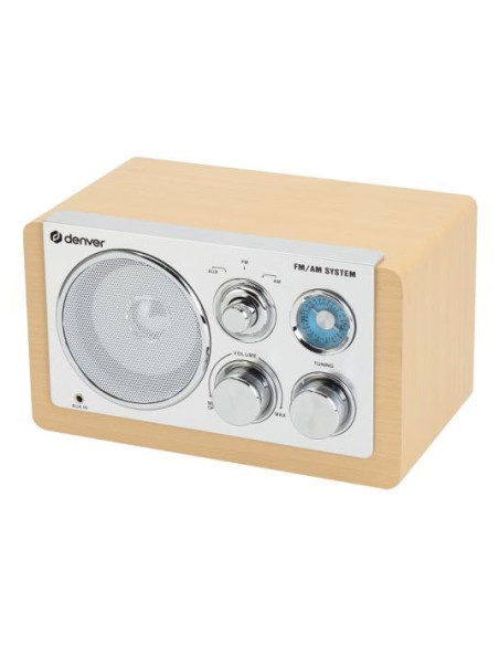 Denver Tr-63Lw Radio Osobisty Analogowy Bambusowy, Srebrny