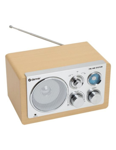 Denver Tr-63Lw Radio Osobisty Analogowy Bambusowy, Srebrny