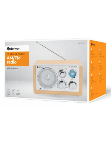Denver Tr-63Lw Radio Osobisty Analogowy Bambusowy, Srebrny