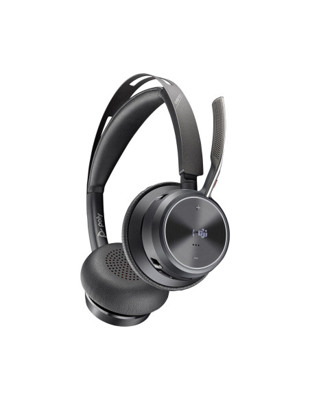 Poly Zestaw Słuchawkowy Voyager Focus 2 Z Certyfikatem Microsoft Teams Usb-C-C + Przejściówka Usb-C/A + Podstawka Ładująca
