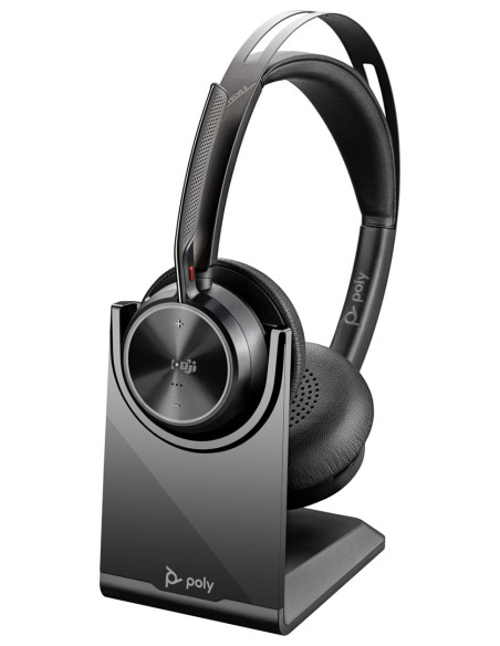 Poly Zestaw Słuchawkowy Voyager Focus 2 Z Certyfikatem Microsoft Teams Usb-C-C + Przejściówka Usb-C/A + Podstawka Ładująca