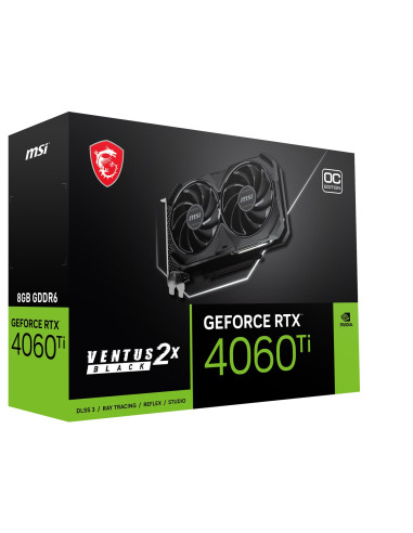 Msi Geforce Rtx 4060 Ti Ventus 2X Black 8G Oc Nvidia 8 Gb Gddr6 Dlss 3