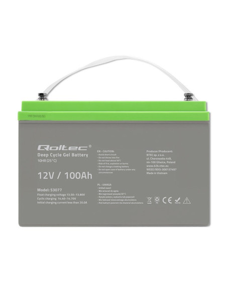 Qoltec Akumulator Żelowy Deep Cycle | 12V | 100Ah