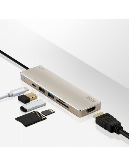 Aten Uh3239 Przewodowa Usb 3.2 Gen 1 (3.1 Gen 1) Type-C Czarny, Złoto
