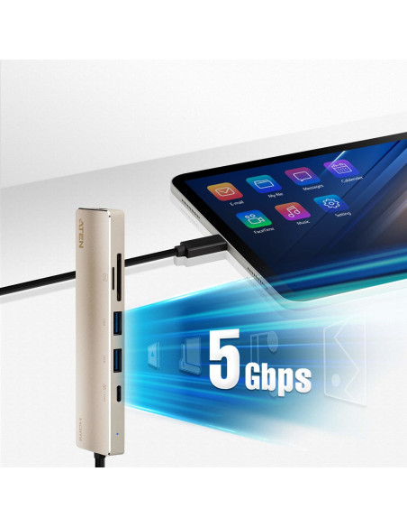 Aten Uh3239 Przewodowa Usb 3.2 Gen 1 (3.1 Gen 1) Type-C Czarny, Złoto