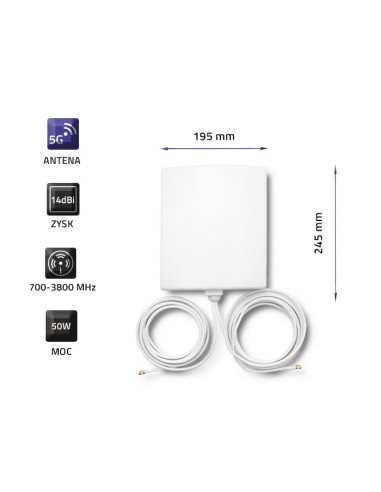 Qoltec Antena 5G | 14Dbi | Zewnętrzna