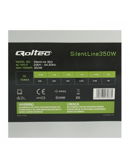 Qoltec Atx 350W Bulk Moduł Zasilaczy 20+4 Pin Atx Szary