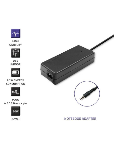 Zasilacz Qoltec 51516.90W Do Notebooka Dell (19,5 V  4,62 A  90W  4.5 Mm X 3 Mm)