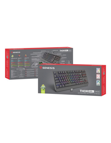 Genesis Thor 230 Tkl Klawiatura Gaming Usb + Rf Wireless + Bluetooth Qwerty Us English Czarny