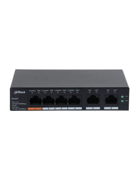 Dahua Technology Dh-Cs4006-4Gt-60 Łącza Sieciowe Zarządzany L2 Gigabit Ethernet (10/100/1000) Obsługa Poe Czarny