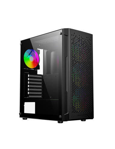 Gembird Obudowa Fornax 400X Midi-Tower (2X Usb 3.0, 1X Usb 2.0, Hd Audio, Szklany Panel Boczny, Podświetlenie Argb) Czarna