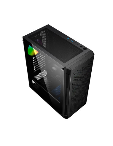 Gembird Obudowa Fornax 400X Midi-Tower (2X Usb 3.0, 1X Usb 2.0, Hd Audio, Szklany Panel Boczny, Podświetlenie Argb) Czarna