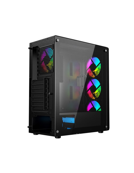Gembird Obudowa Fornax 400X Midi-Tower (2X Usb 3.0, 1X Usb 2.0, Hd Audio, Szklany Panel Boczny, Podświetlenie Argb) Czarna