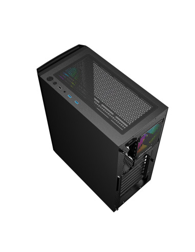 Gembird Obudowa Fornax 400X Midi-Tower (2X Usb 3.0, 1X Usb 2.0, Hd Audio, Szklany Panel Boczny, Podświetlenie Argb) Czarna