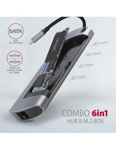 Axagon Hmc-6M2 Wieloportowy Hub Usb-C