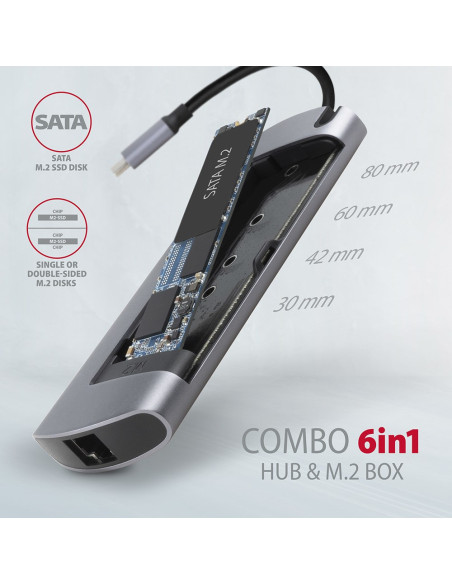 Axagon Hmc-6M2 Wieloportowy Hub Usb-C