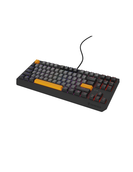 Genesis Thor 230 Tkl Klawiatura Gaming Usb + Rf Wireless + Bluetooth Qwerty Czarny, Szary, Pomarańczowy