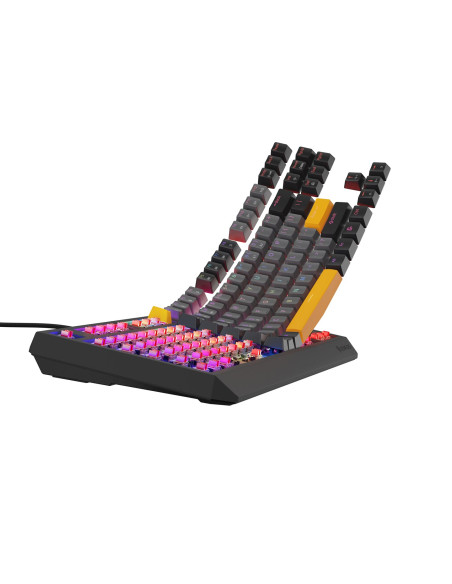 Genesis Thor 230 Tkl Klawiatura Gaming Usb + Rf Wireless + Bluetooth Qwerty Czarny, Szary, Pomarańczowy