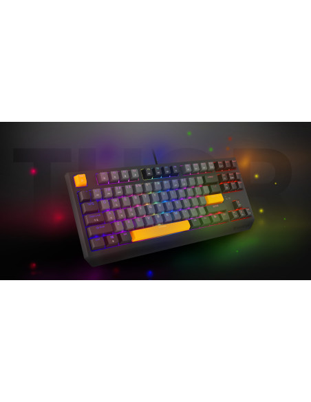 Genesis Thor 230 Tkl Klawiatura Gaming Usb + Rf Wireless + Bluetooth Qwerty Czarny, Szary, Pomarańczowy