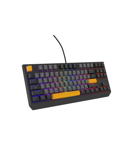 Genesis Thor 230 Tkl Klawiatura Gaming Usb + Rf Wireless + Bluetooth Qwerty Czarny, Szary, Pomarańczowy