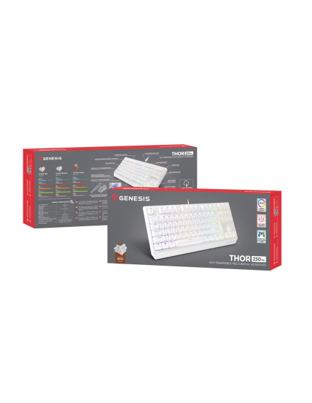 Genesis Thor 230 Tkl Klawiatura Gaming Usb + Rf Wireless + Bluetooth Qwerty Biały