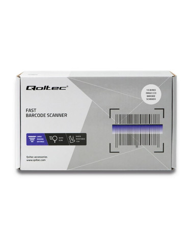 Qoltec 50866 Laserowy Czytnik Kodów Kreskowych 1D | Ccd | Usb | Czarny