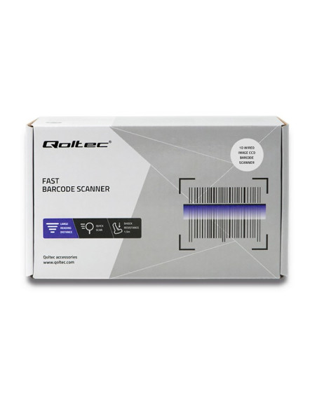 Qoltec 50866 Laserowy Czytnik Kodów Kreskowych 1D | Ccd | Usb | Czarny
