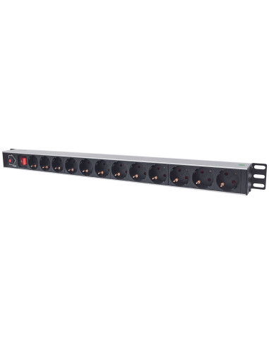 Intellinet 714044 Rozdzielacz Zasilania Pdu 12 X Gniazdo Sieciowe 1U Czarny