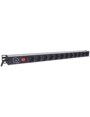 Intellinet 714044 Rozdzielacz Zasilania Pdu 12 X Gniazdo Sieciowe 1U Czarny