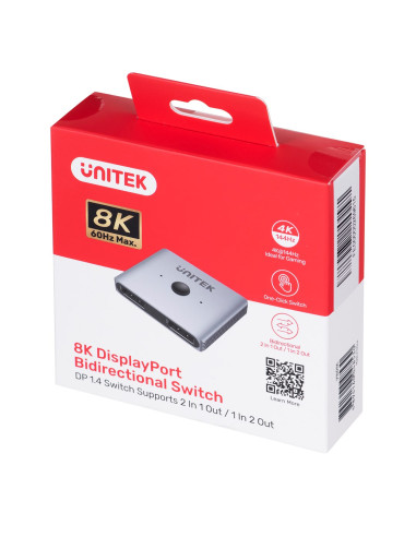 Unitek Dwukierunkowy Przełącznik Sygnału Dp 1.4 2 In 1 Out 8K