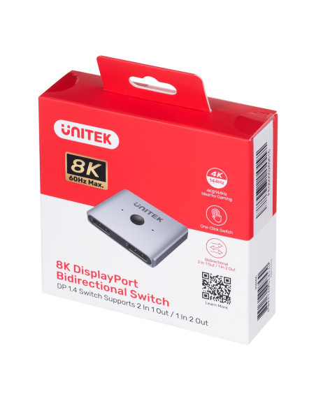 Unitek Dwukierunkowy Przełącznik Sygnału Dp 1.4 2 In 1 Out 8K