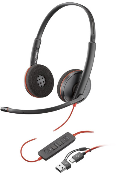 Poly Zestaw Słuchawkowy Blackwire 3220 Stereo Usb-C + Przejściówka Usb-C/A