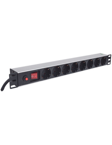 Intellinet 713986 Rozdzielacz Zasilania Pdu 8 X Gniazdo Sieciowe 1U Aluminium, Czarny