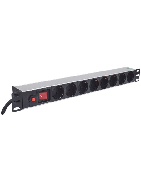 Intellinet 713986 Rozdzielacz Zasilania Pdu 8 X Gniazdo Sieciowe 1U Aluminium, Czarny