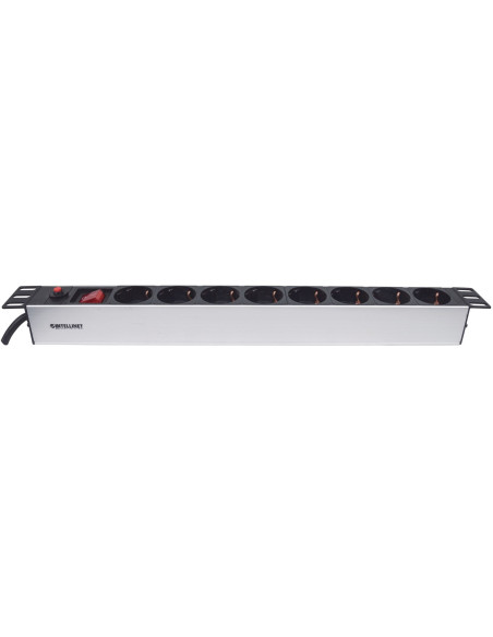 Intellinet 713986 Rozdzielacz Zasilania Pdu 8 X Gniazdo Sieciowe 1U Aluminium, Czarny
