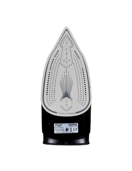 Adler Ad 5032 Żelazko Żelazko Suche Płyta Ceramiczna Czarny, Niebieski, Szary 2400 W