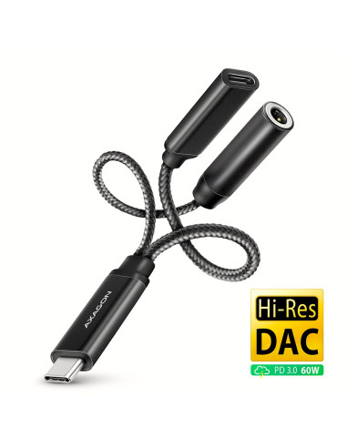 Axagon Ada-Hcpd Kabel Audio 0,1 M Usb-C, 3.5 Mm Usb-C Czarny