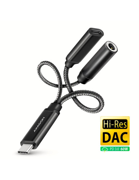 Axagon Ada-Hcpd Kabel Audio 0,1 M Usb-C, 3.5 Mm Usb-C Czarny