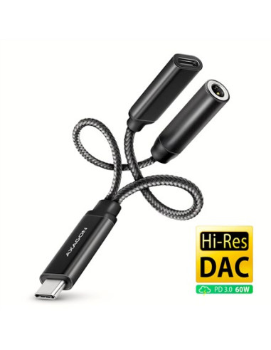 Axagon Ada-Hcpd Kabel Audio 0,1 M Usb-C, 3.5 Mm Usb-C Czarny