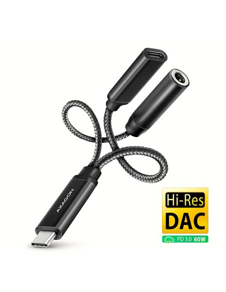 Axagon Ada-Hcpd Kabel Audio 0,1 M Usb-C, 3.5 Mm Usb-C Czarny