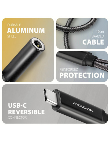 Axagon Ada-Hcpd Kabel Audio 0,1 M Usb-C, 3.5 Mm Usb-C Czarny