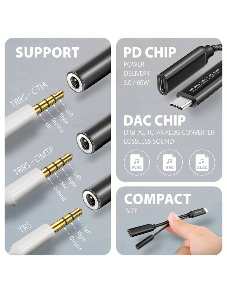 Axagon Ada-Hcpd Kabel Audio 0,1 M Usb-C, 3.5 Mm Usb-C Czarny