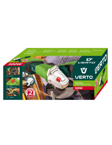 Szlifierka Kątowa 500W, Tarcza 115 X 22.2 Mm, Obroty 12 000 Min Verto