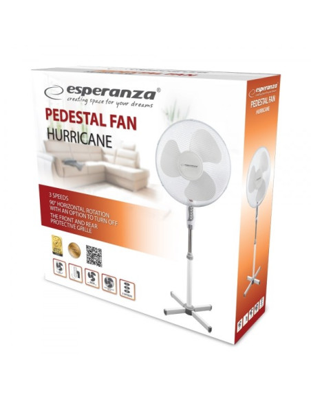 Esperanza Wentylator Stojący Hurricane Biały Ehf001Ww