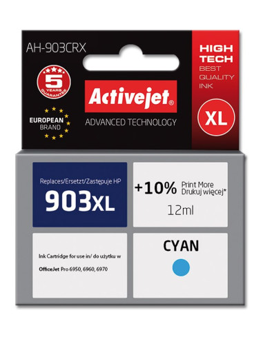 Tusz Activejet Ah-903Crx (Zamiennik Hp 903Xl T6M03Ae  Premium  12 Ml  Niebieski)