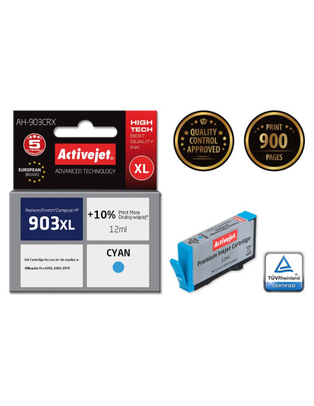Tusz Activejet Ah-903Crx (Zamiennik Hp 903Xl T6M03Ae  Premium  12 Ml  Niebieski)