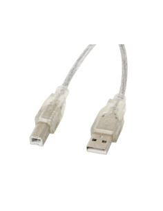 Kabel Lanberg Ca-Usba-12Cc-0030-Tr (Usb 2.0 M - Usb 2.0 Typu B M  3M  Kolor Przeźroczysty)