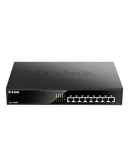 D-Link Dgs-1008Mp Łącza Sieciowe Nie Zarządzany Gigabit Ethernet (10/100/1000) Obsługa Poe 1U Czarny